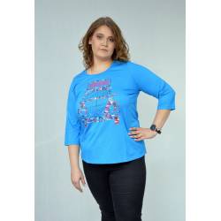 Womens shirt plus size with car motif Chalou- deep ocean Frida, front stylisation